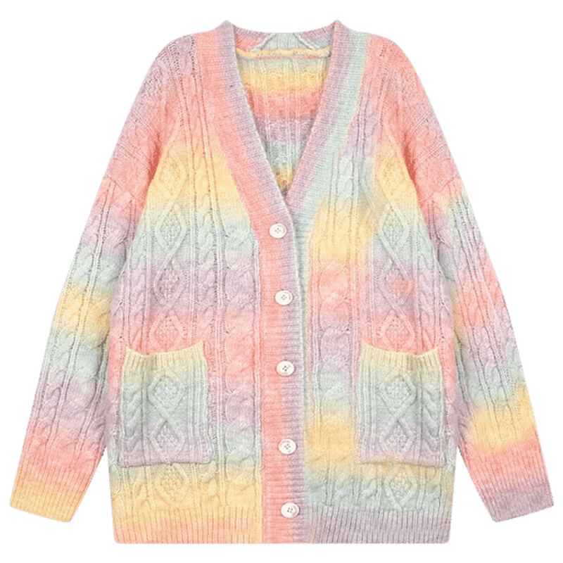 Rey Lear patrocinador Convencional KAYLA pastel gradient rainbow cardigan Knit Sweater Kawaii Tokyo Japan –  noxexit