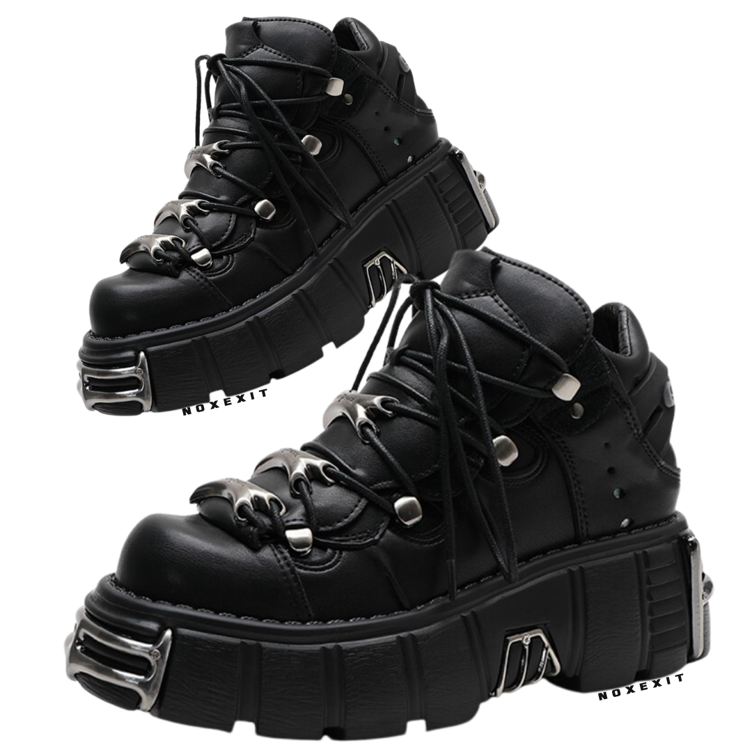 BIKER BOOTS】platform metal moto sneakers shoes – noxexit