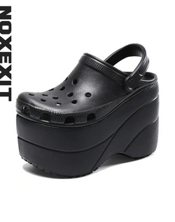 black platform clogs