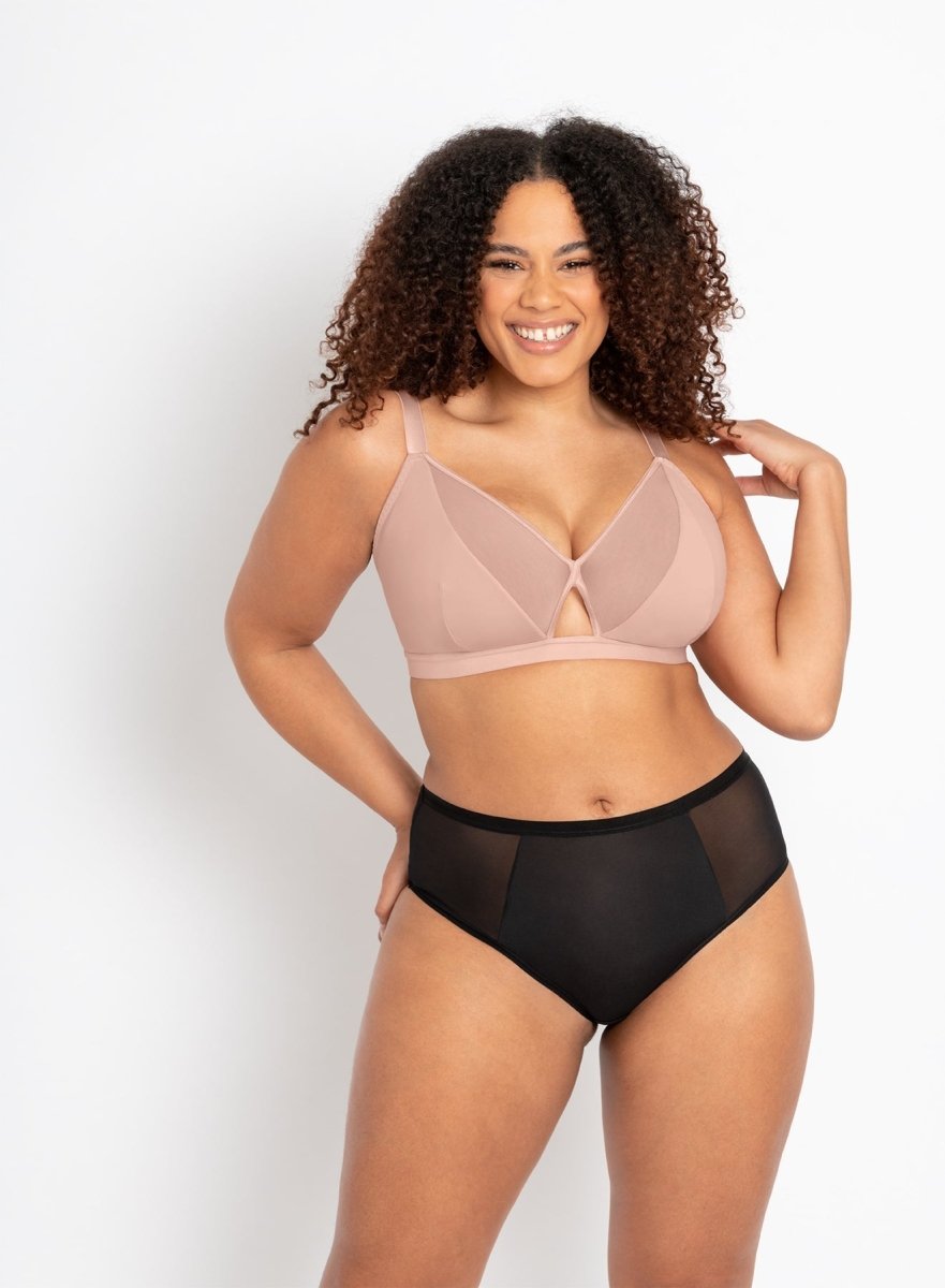 Curvy Kate Twice The Fun Reversible Non Wired Lace Trim Bralette In Black  And Pink