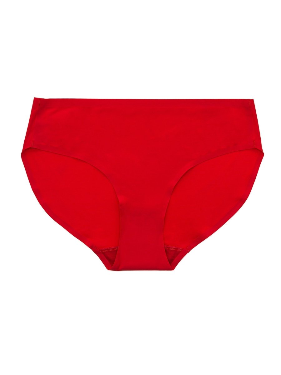 Red Cotton Hipster Panties For Ladies, Plain Pattern, Premium