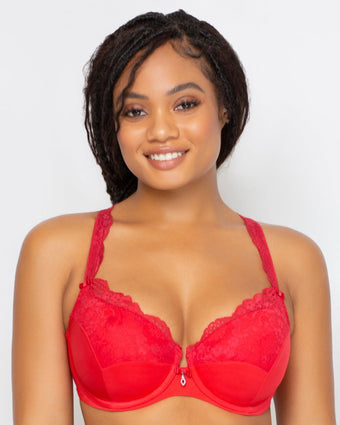 Curvy Couture Full Figure Tulip Lace Push Up Bra Bombshell Nude