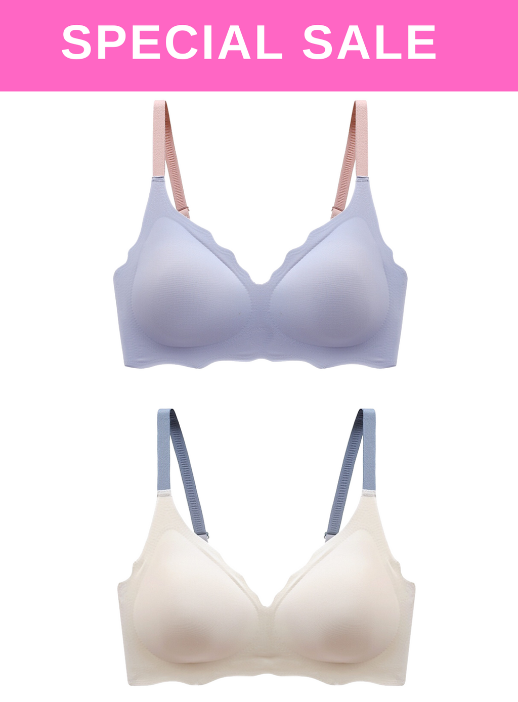 2 Pack Daisy Seamless Push Up Bra In Blue n Pink – Kiss & Tell