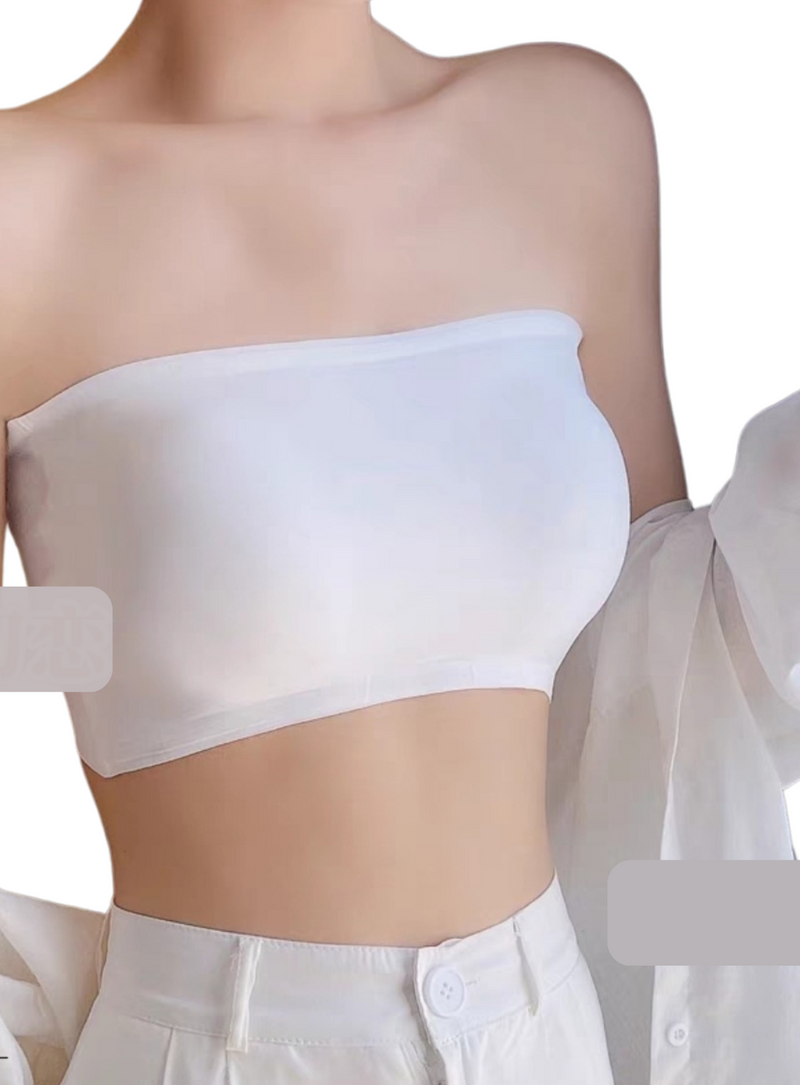 Premium Asher Strapless Non-Slip Ice Silk Bralette Top in White