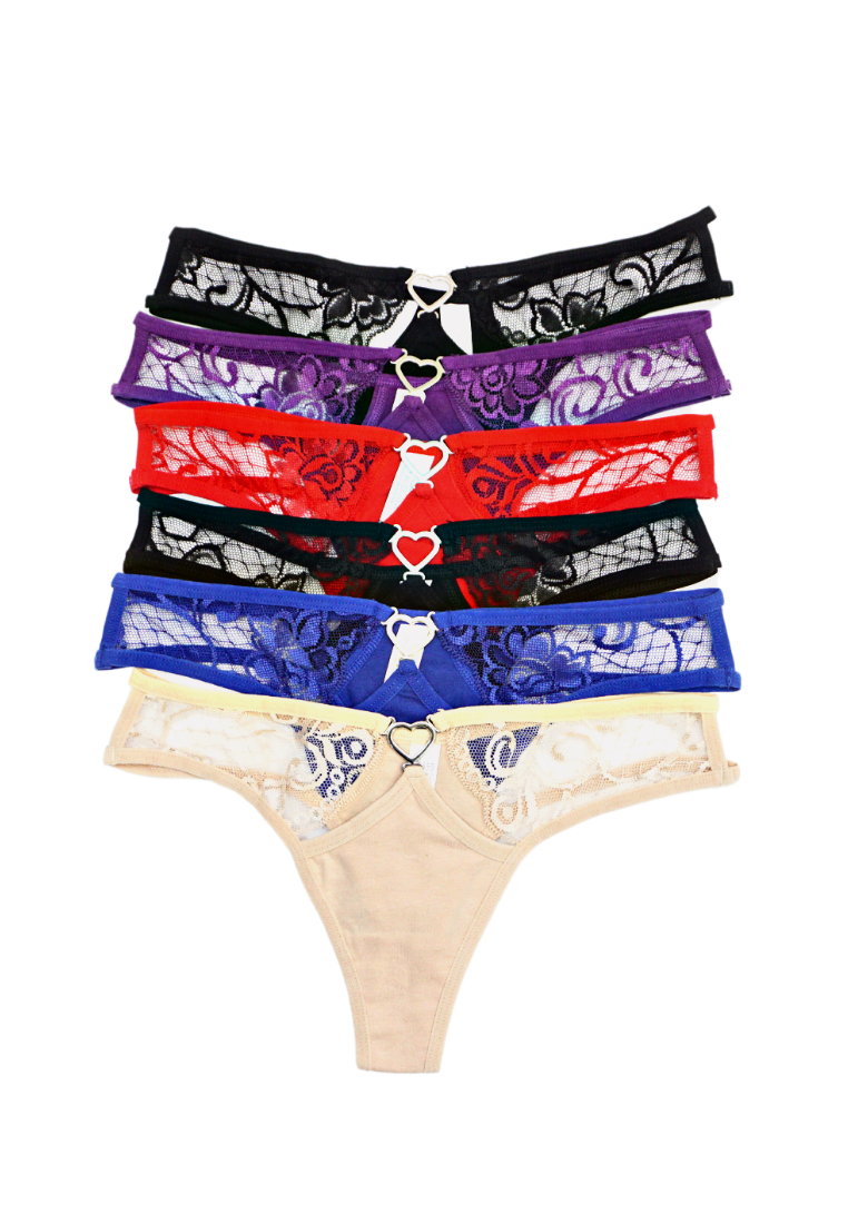 6 Pack Stella Sexy Lace G String Thong Panties Bundle B – Kiss