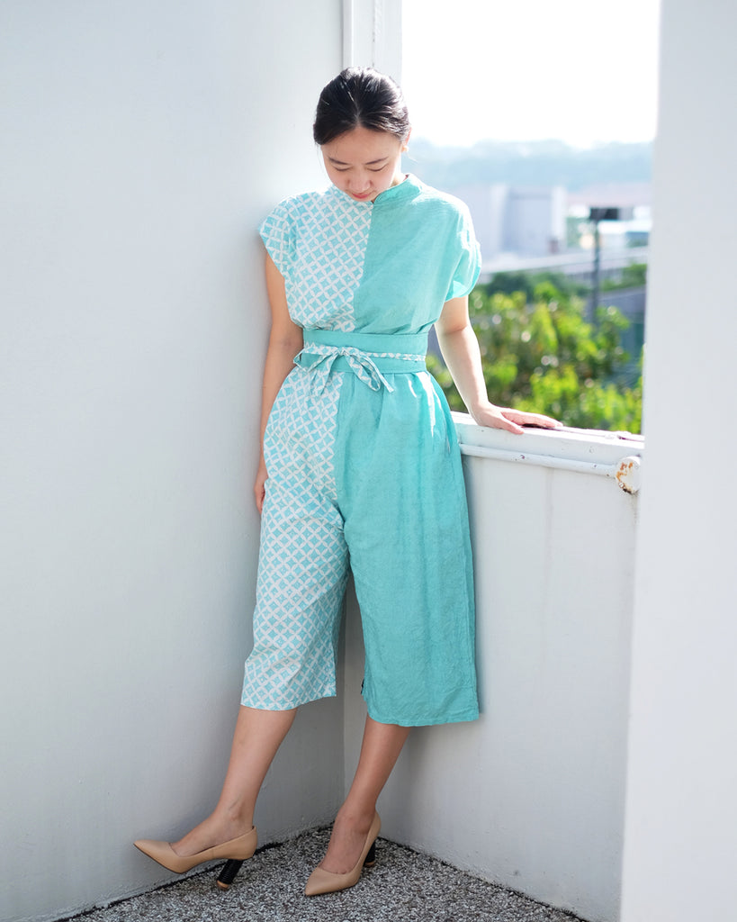 mint green jumpsuit