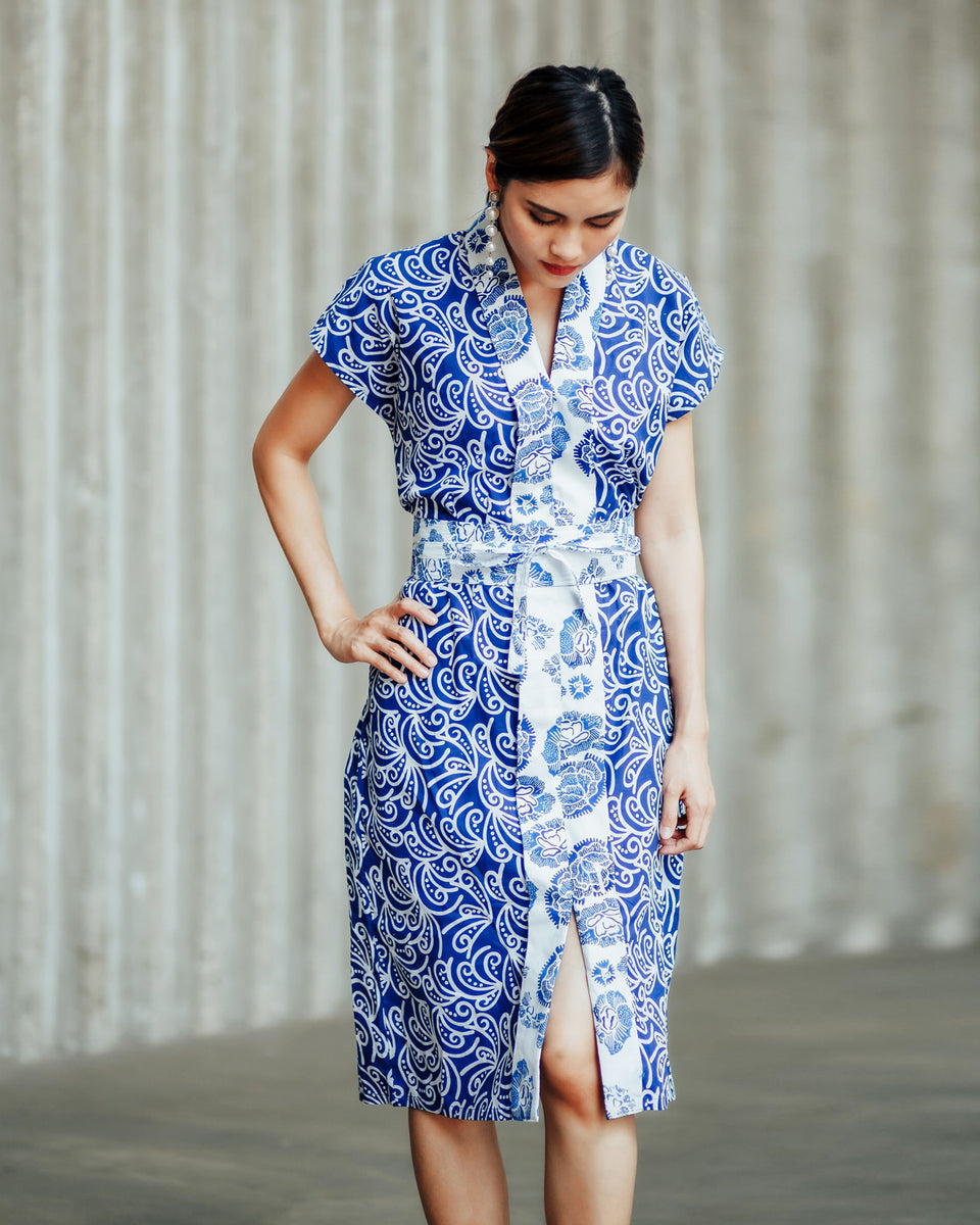 PORCELAIN BLU Batik Nyonya Dress – ANS.EIN