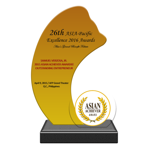 SAMUEL VERZOSA, JR.  2015 Asian Achiever Awardee  Outstanding Entrepreneur