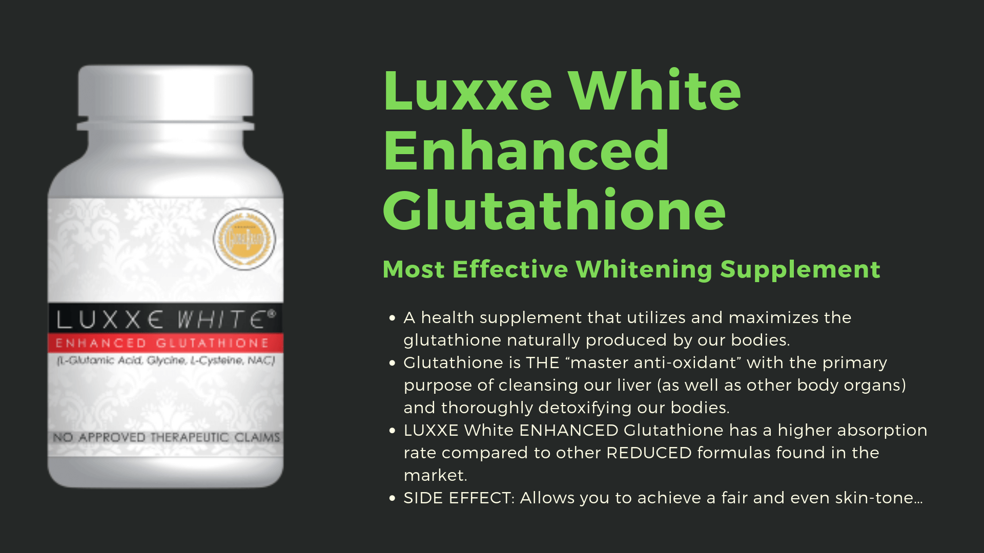 détails de l'image du glutathion amélioré blanc luxexe