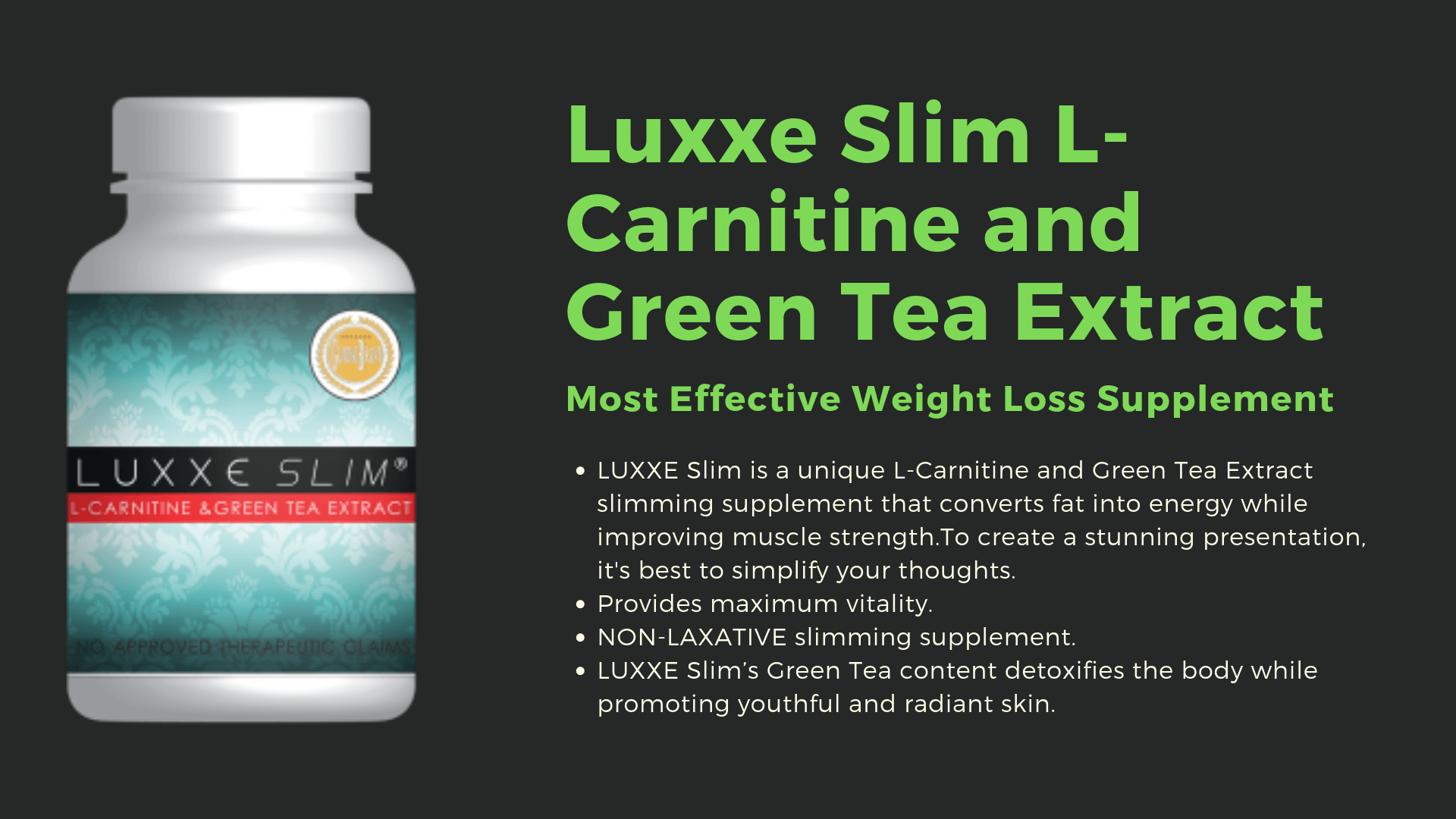 luxexe slim l-carnitine et extrait de thé vert détails de l'image