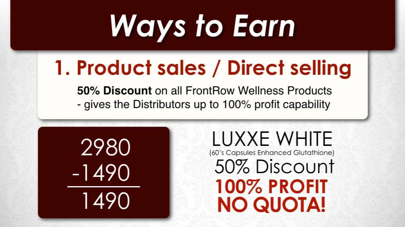 frontrow product sales or direct selling way to earn