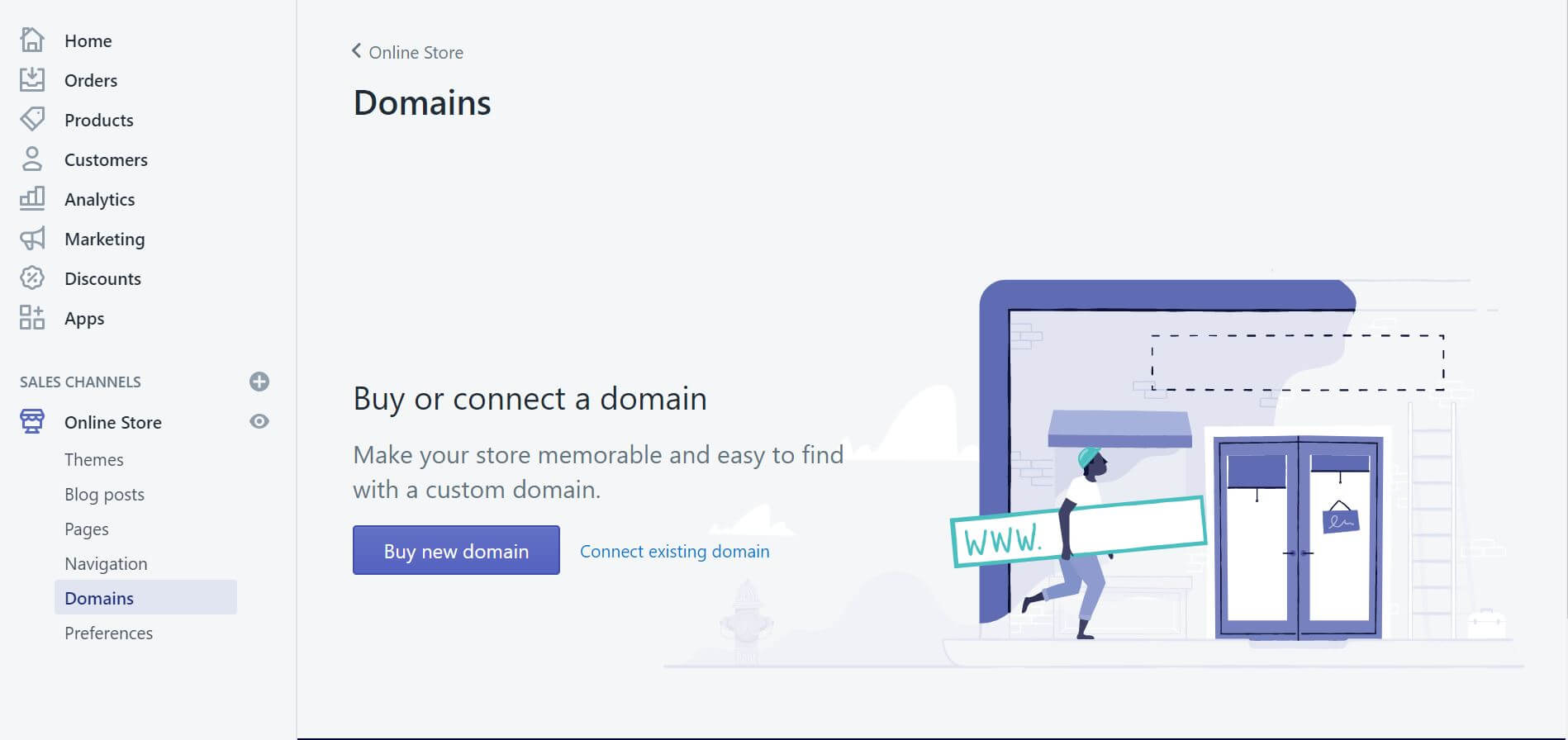 shopify buy or connect a domain