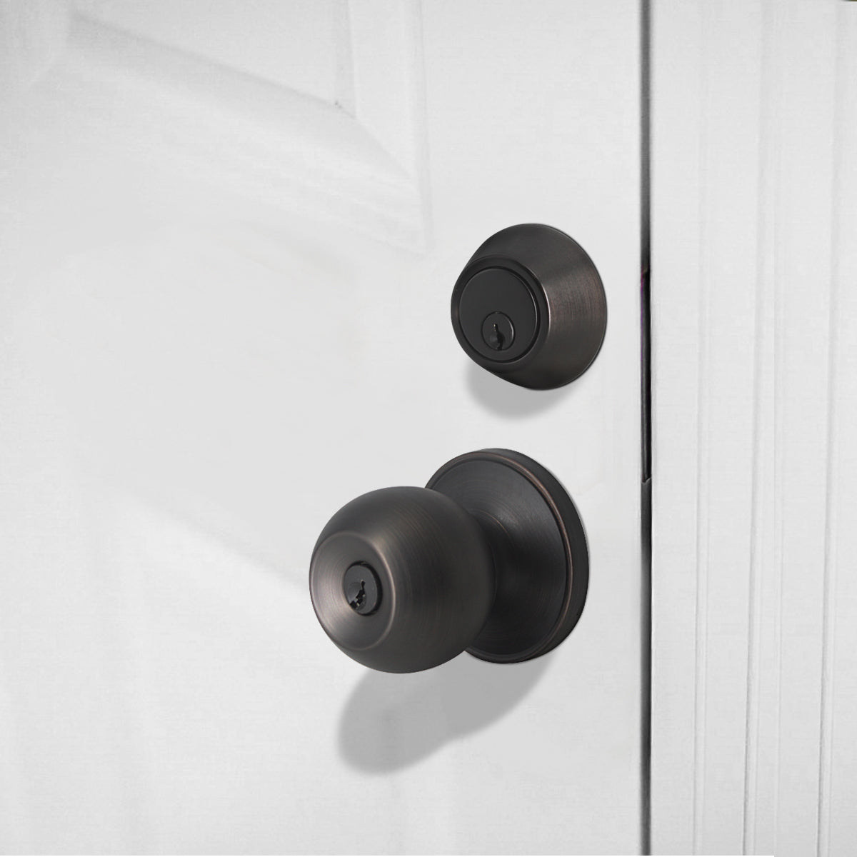 Keyed Alike Entry Door Lock Knob with Single Cylinder Deadbolt, Polish -  Probrico