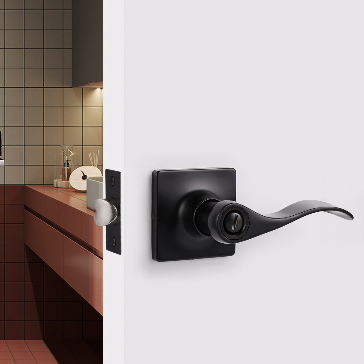 Black Door Handles Wave Style Levers, Entry Keyed/Privacy Lock/Passage -  Probrico