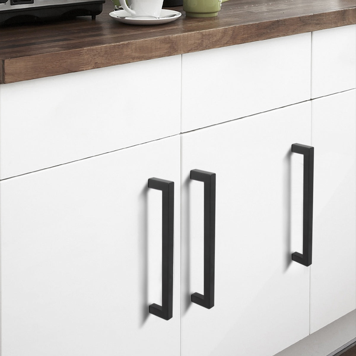 Black Cabinet Handles And Knobs Modern Square Bar Drawer Pull 2