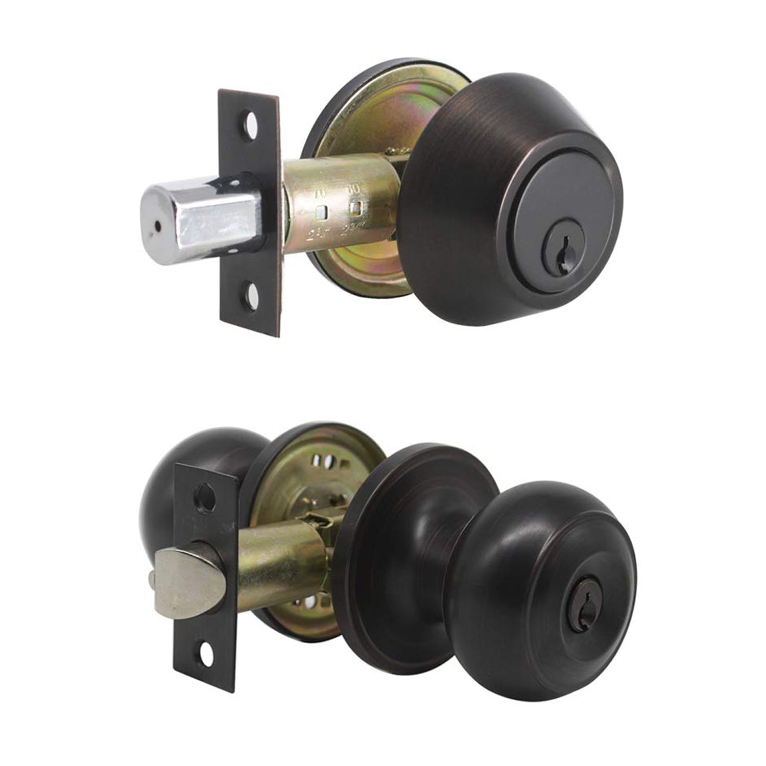 Keyed Alike Entry Door Lock Knob with Single Cylinder Deadbolt