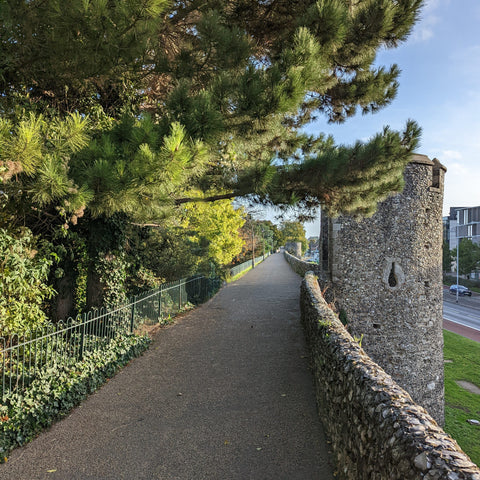 Canterbury city wall in autumn