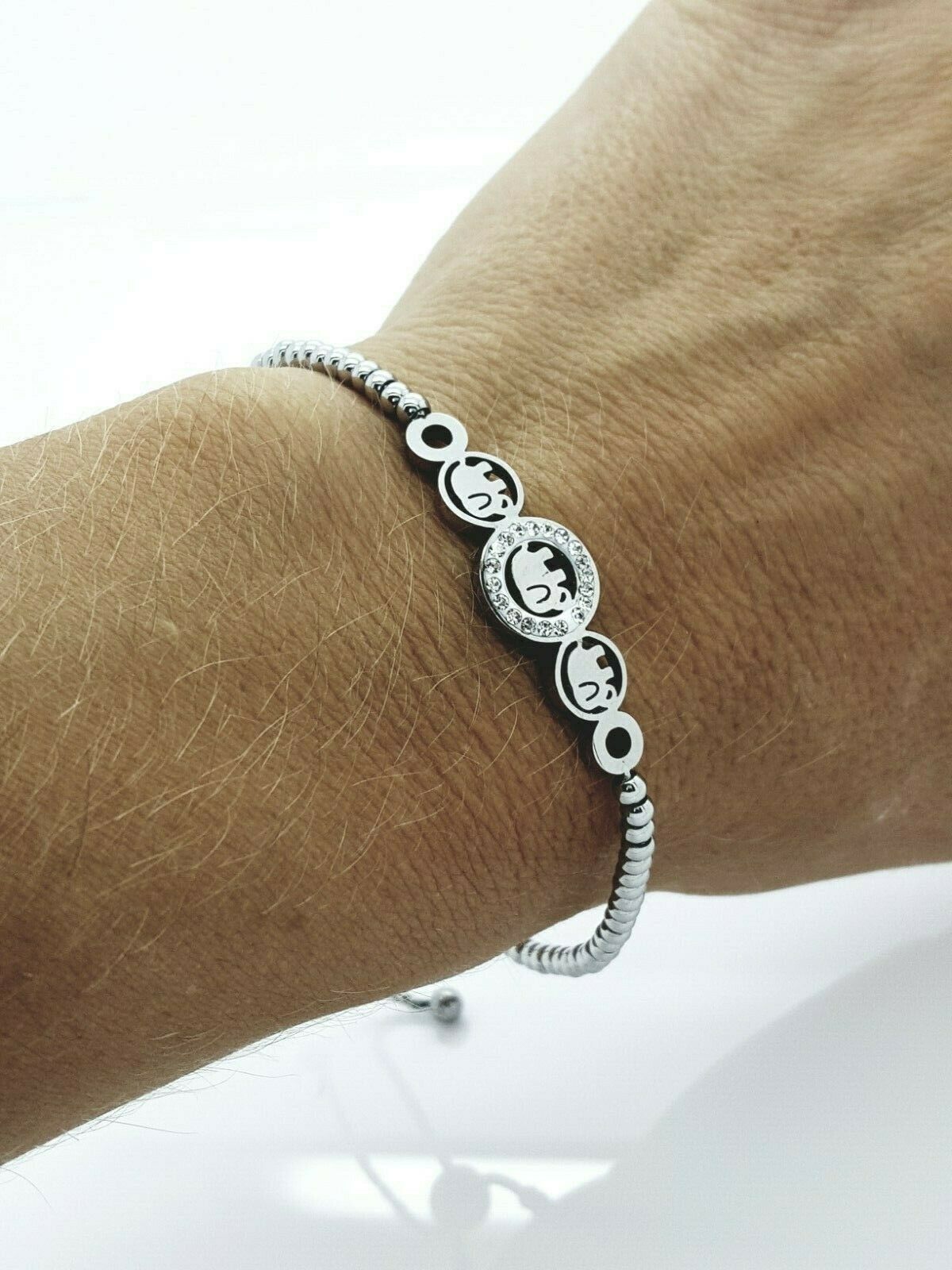 WOMEN'S STAINLESS STEEL SLIDING BRACELET ELEPHANT LADIE'S JEWELLERY - steelstyle33 product image