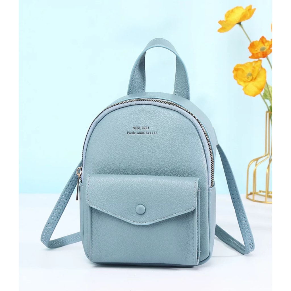 Mini rucsac baby blue piele eco tip geantă Gemmi