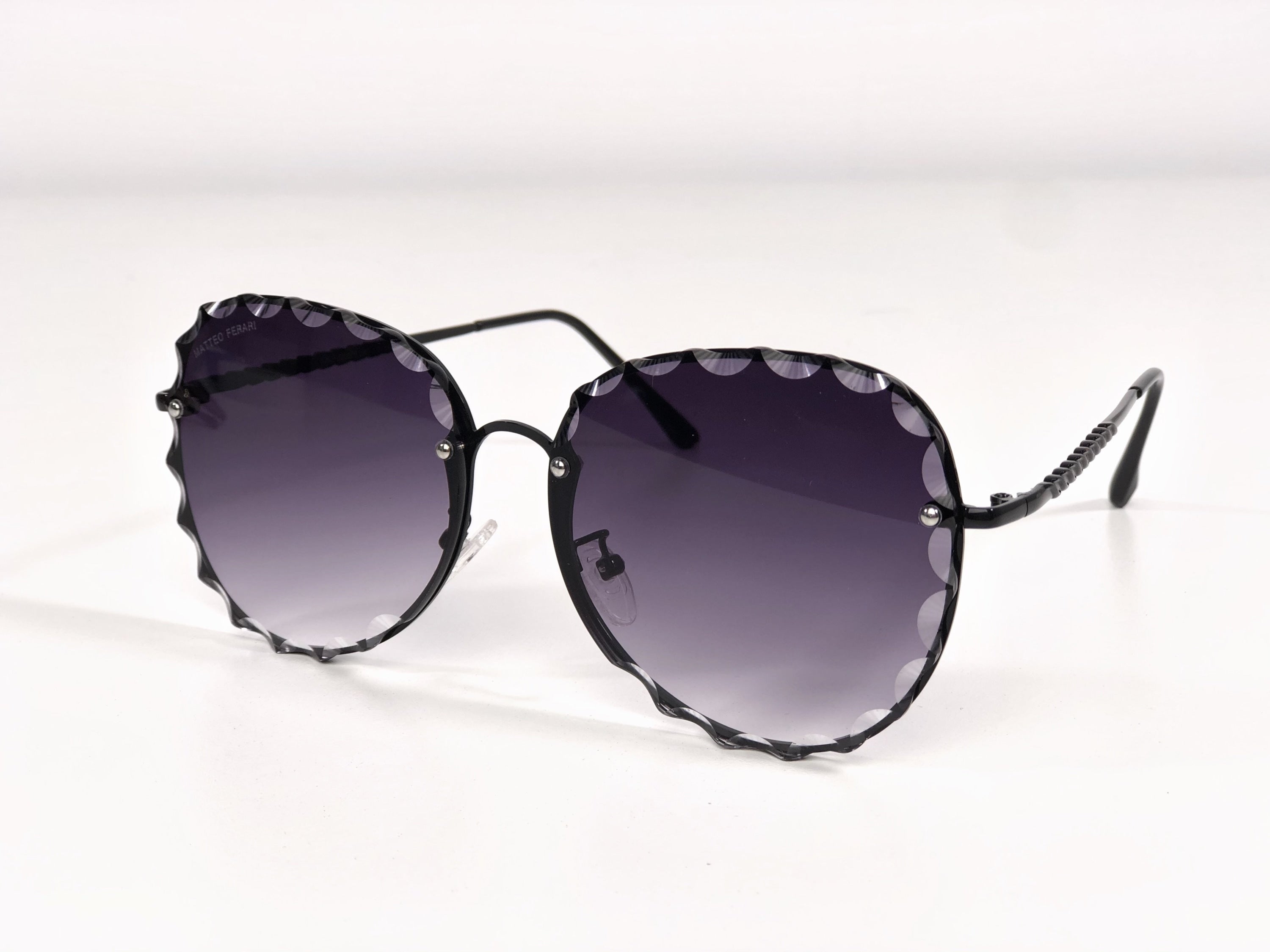 Ochelari de soare tip aviator cu lentile negre în degrade O14