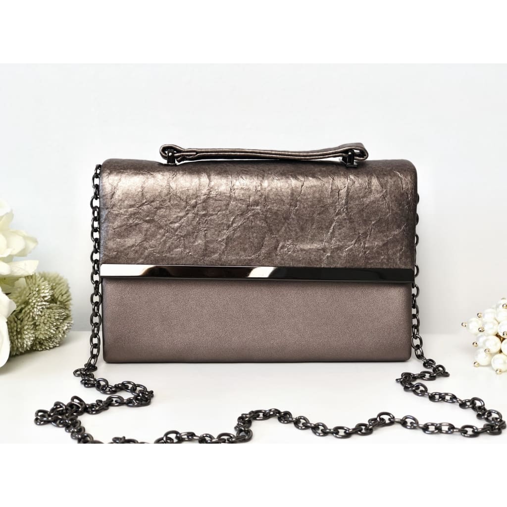 Poșetă clutch bronze piele eco Glamour