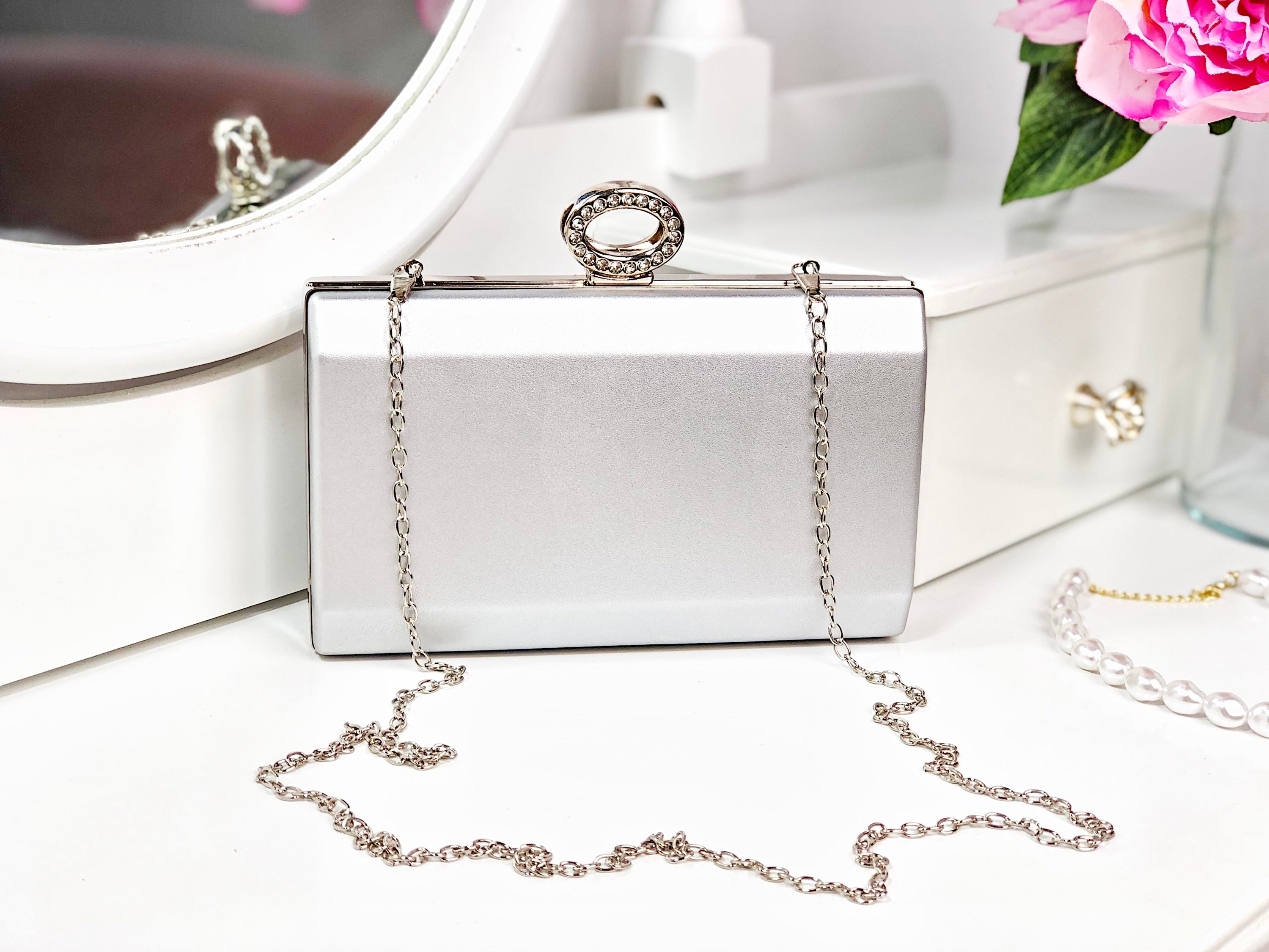 Poșetă clutch silver Rakeve