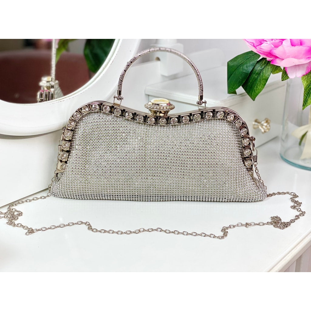 Poșetă clutch silver strălucitoare Gladys