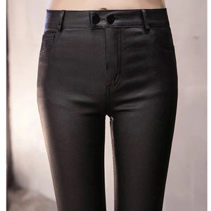 Leather Buttoned Leggings