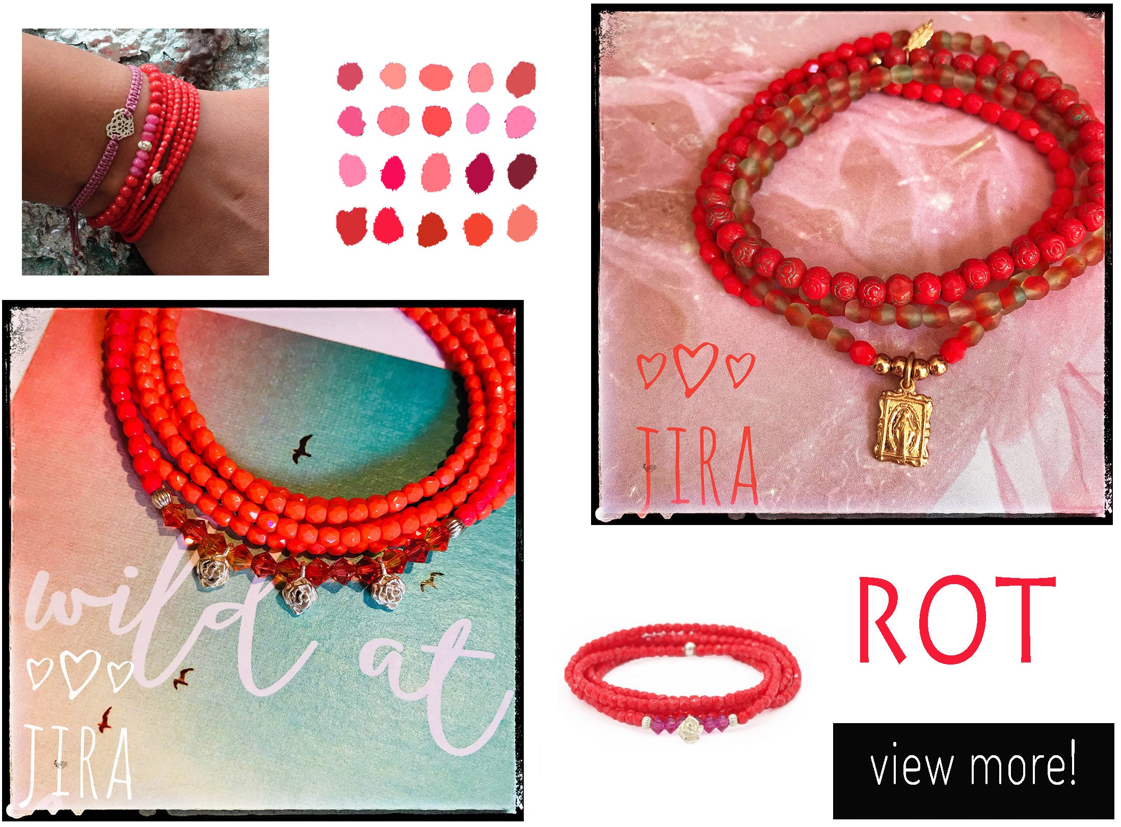 Mehrreihige Armbänder in rot - Jira Schmuck