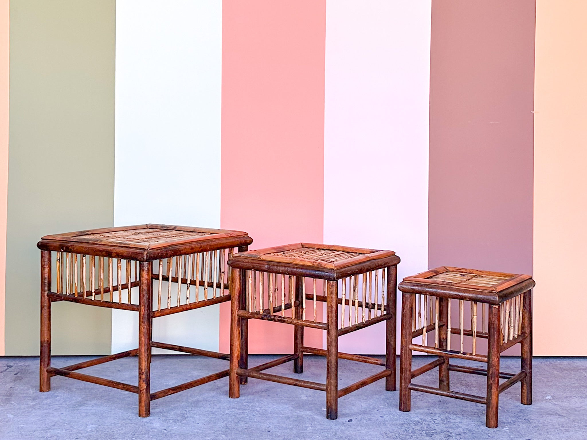 Trio of Bamboo Nesting Tables