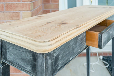 Sanded table top - Homestead House paint company. How to Rescue a tabletop with Furniture Wax