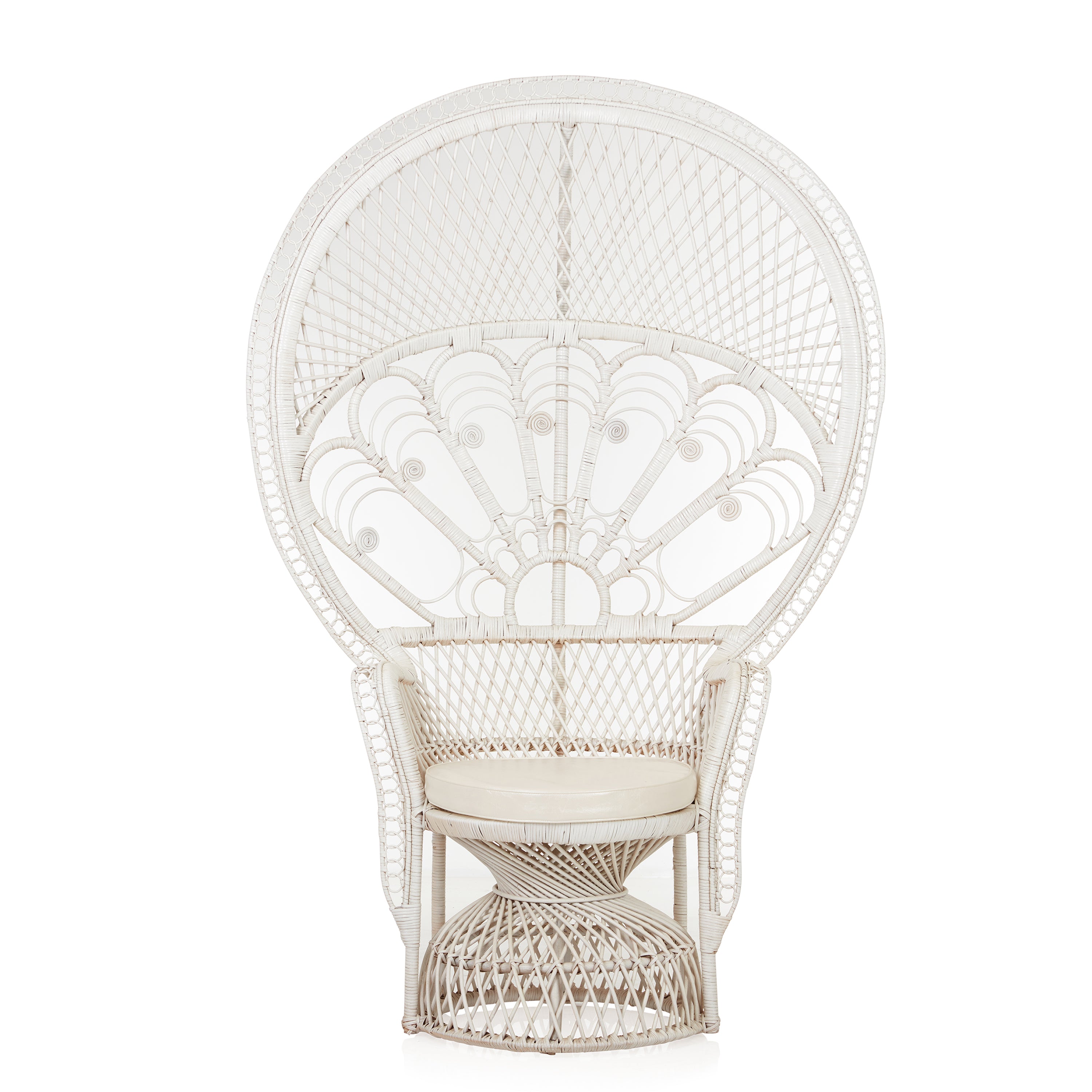 "Delila" 70" Rattan Peacock Chair - White