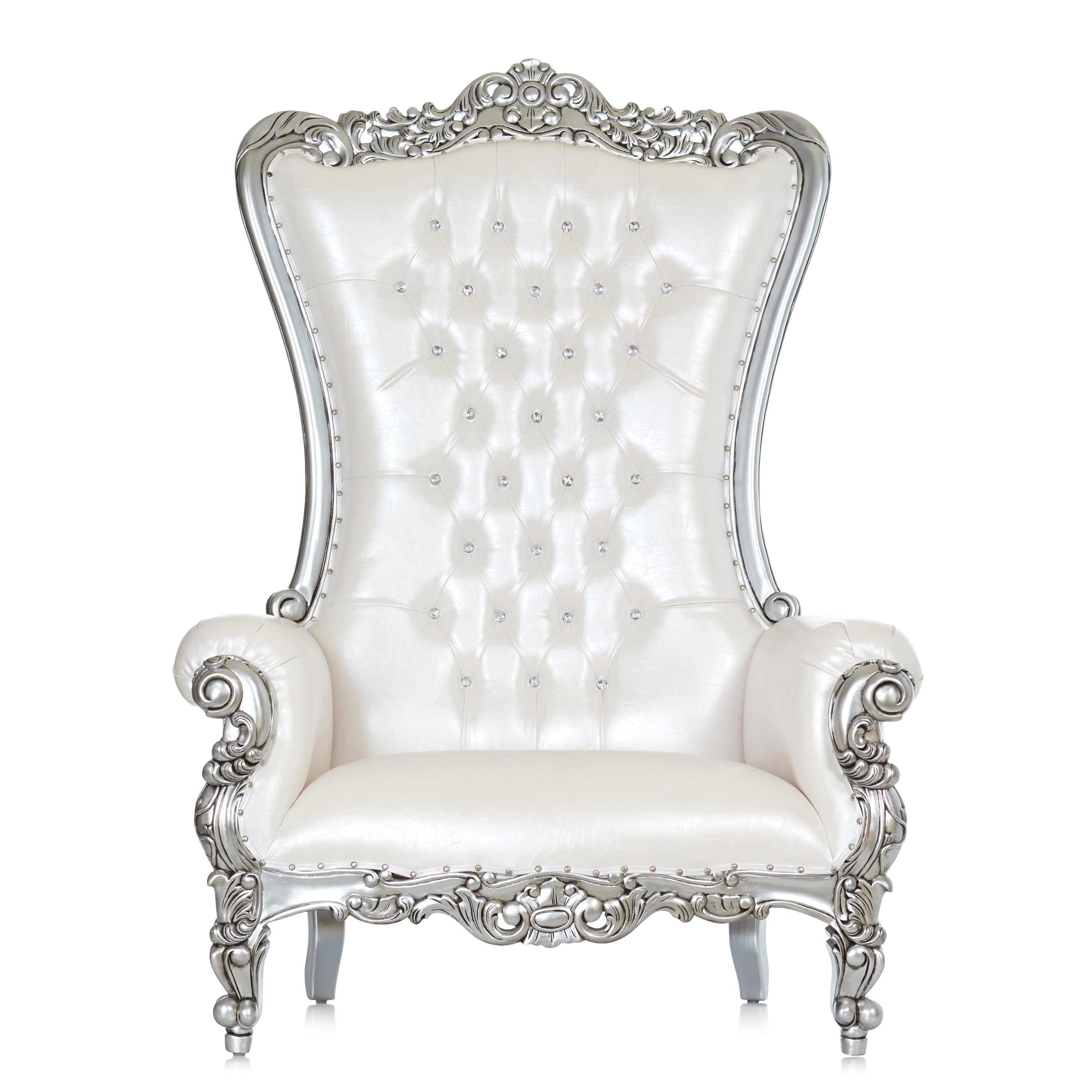 "queen tiffany" extra wide throne chair  white  silver