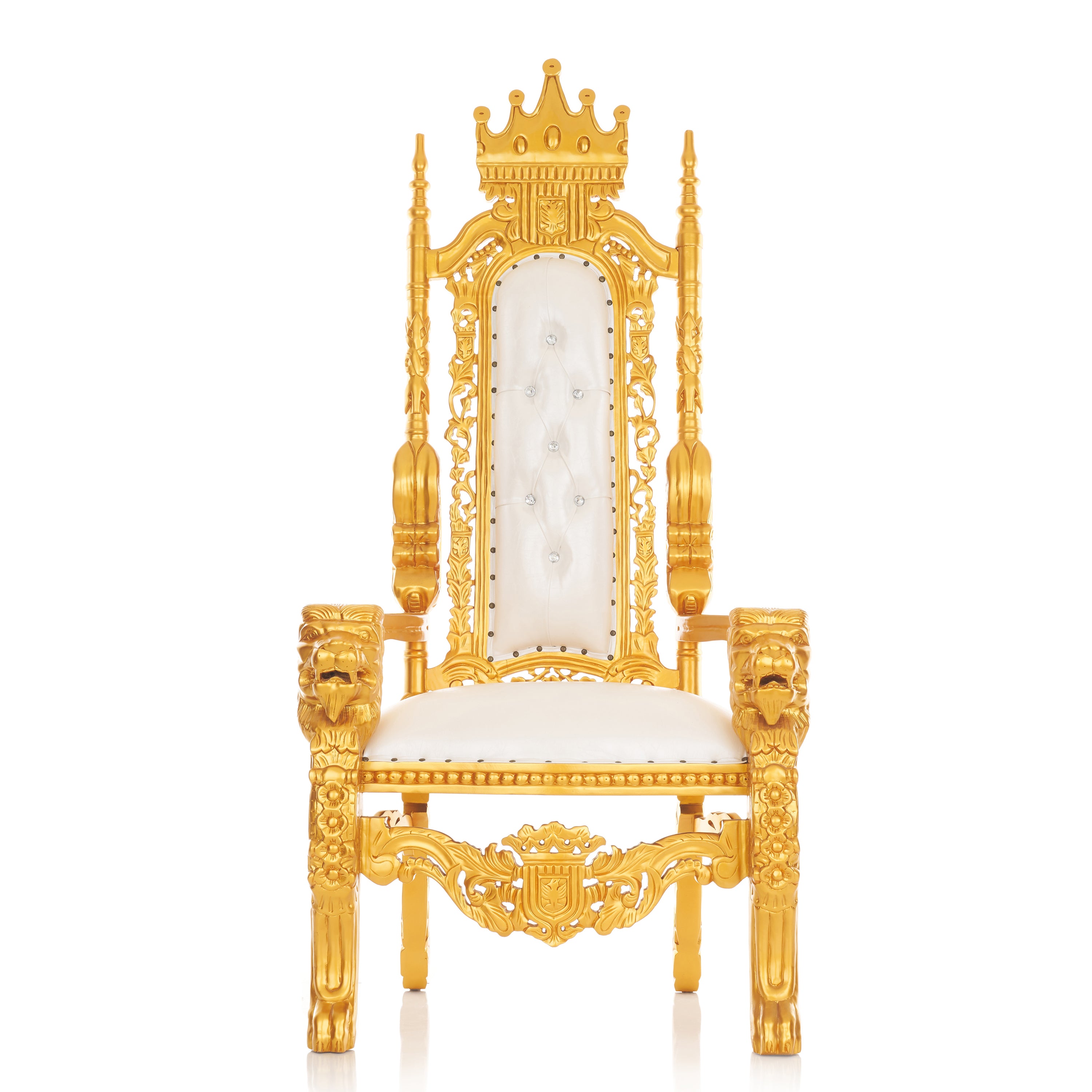 "King David" King Crown Head Lion Throne Chair - White / Gold – THRONE