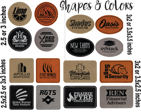 Custom Logo Leatherette Patches Multiple Colors No Minimum Mockup Included  