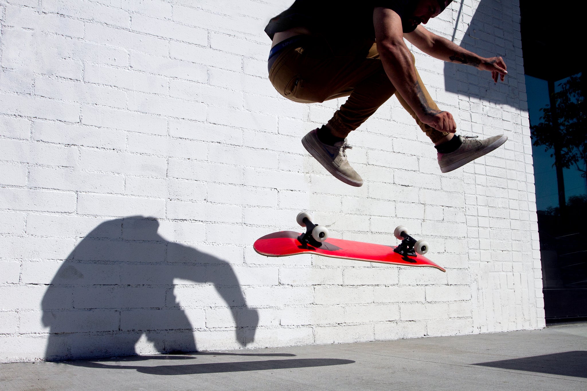 Skateboarder flipping us off.