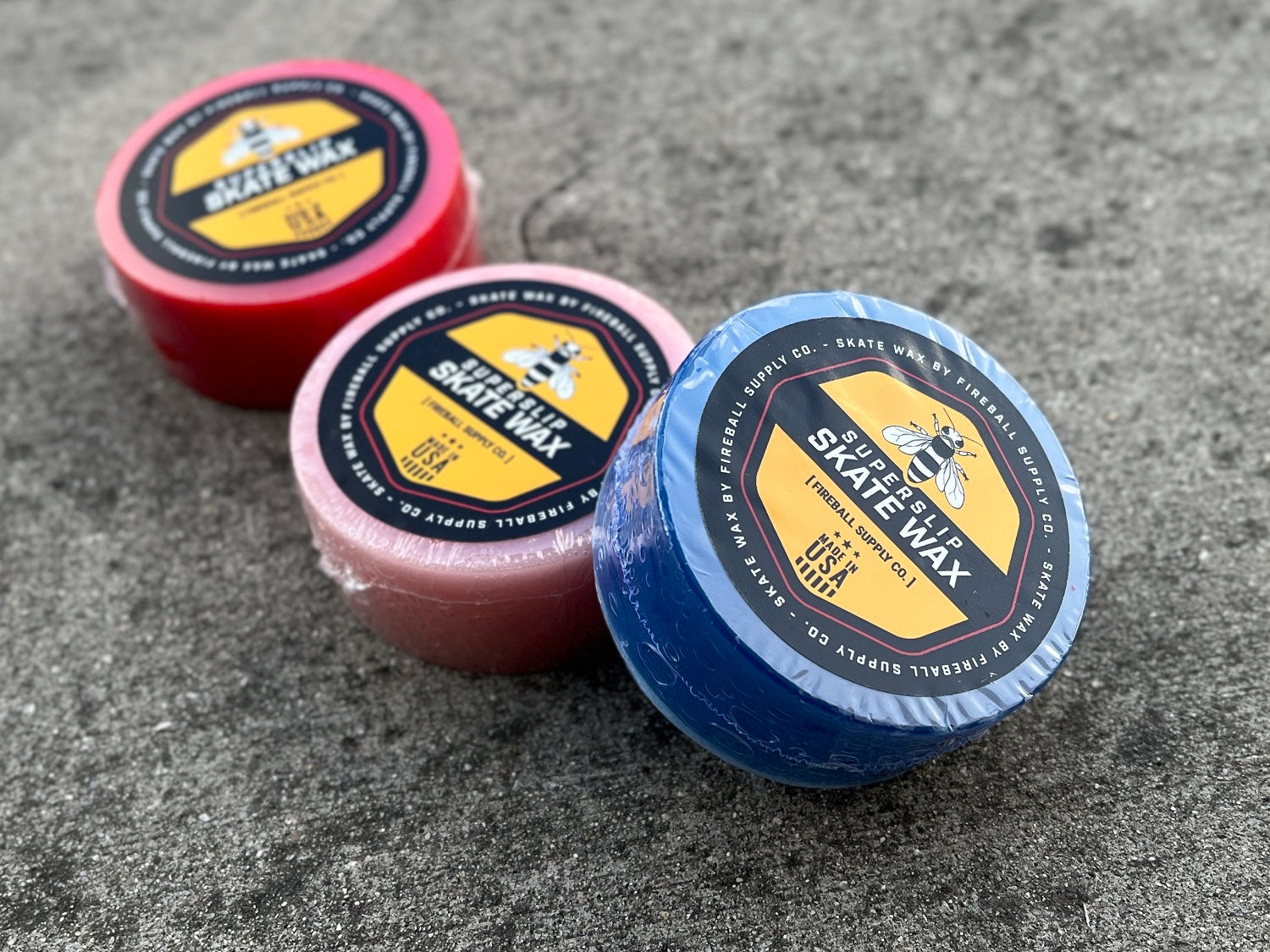Fireball Supply Co. wax is made in USA at our Stoked Ride Shop warehouse.