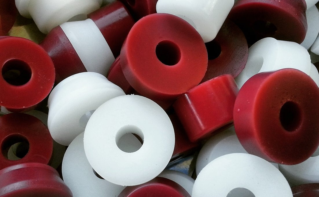 Skateboard Bushings are the little rubber grommets that allow the trucks to turn.