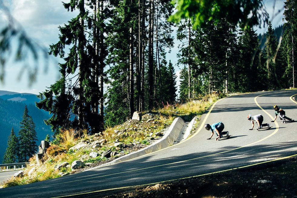 Skateboarding Going Downhill