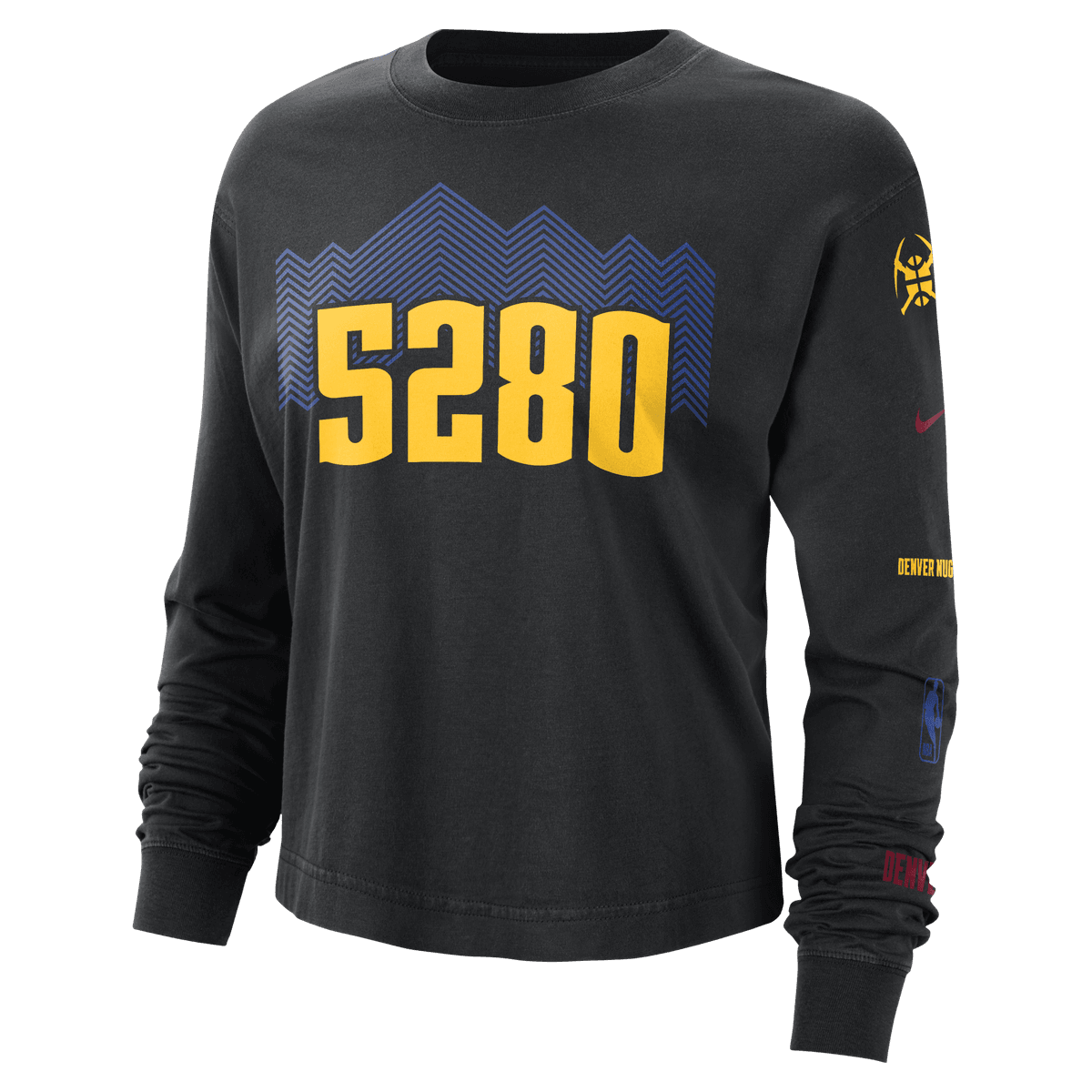 Nba Denver Nuggets Women's Ombre Arch Print Burnout Crew Neck