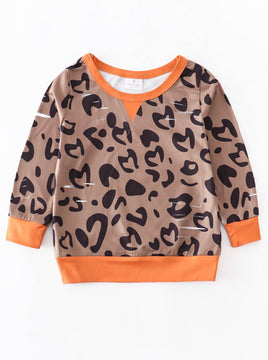 Girls Leopard Distresssed Top