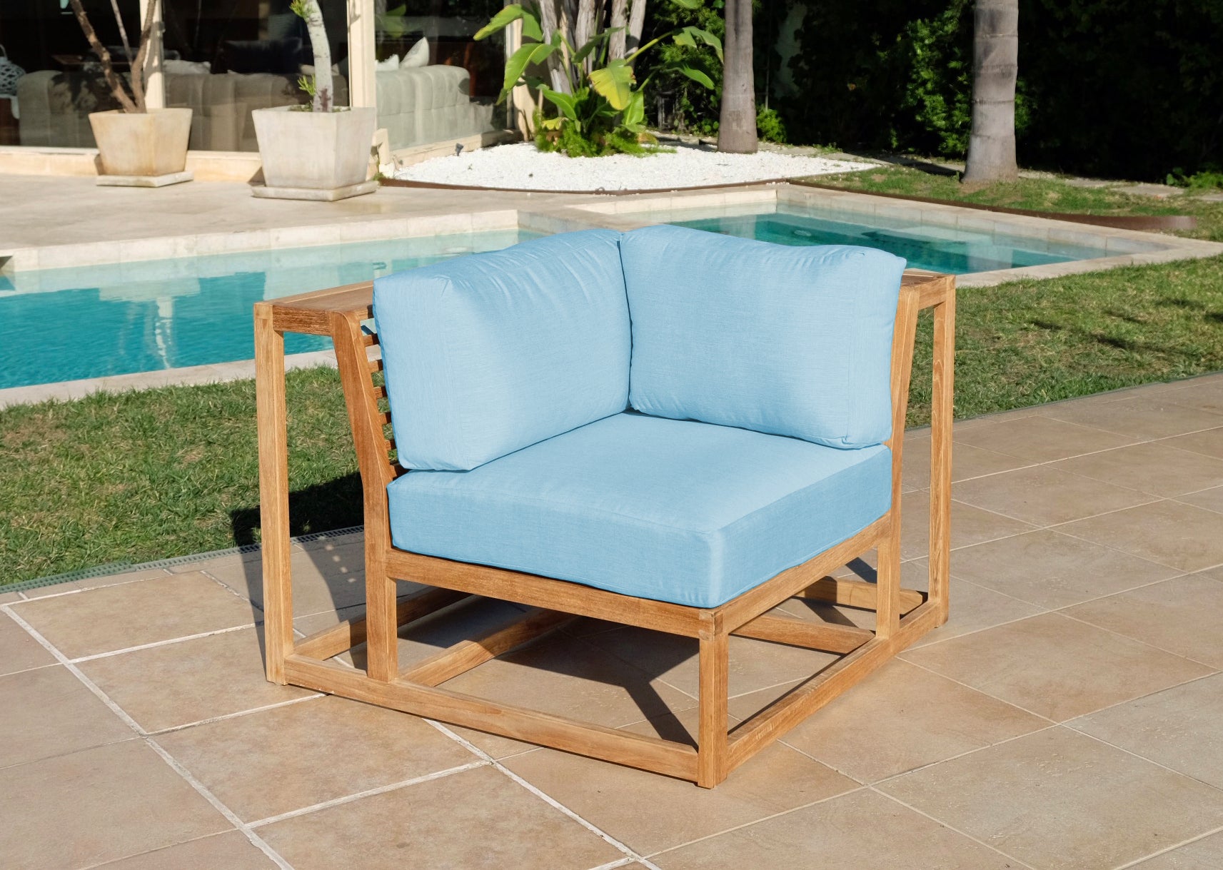 Teak Corner Chair Subrella Cushion Modular Patio Furniture