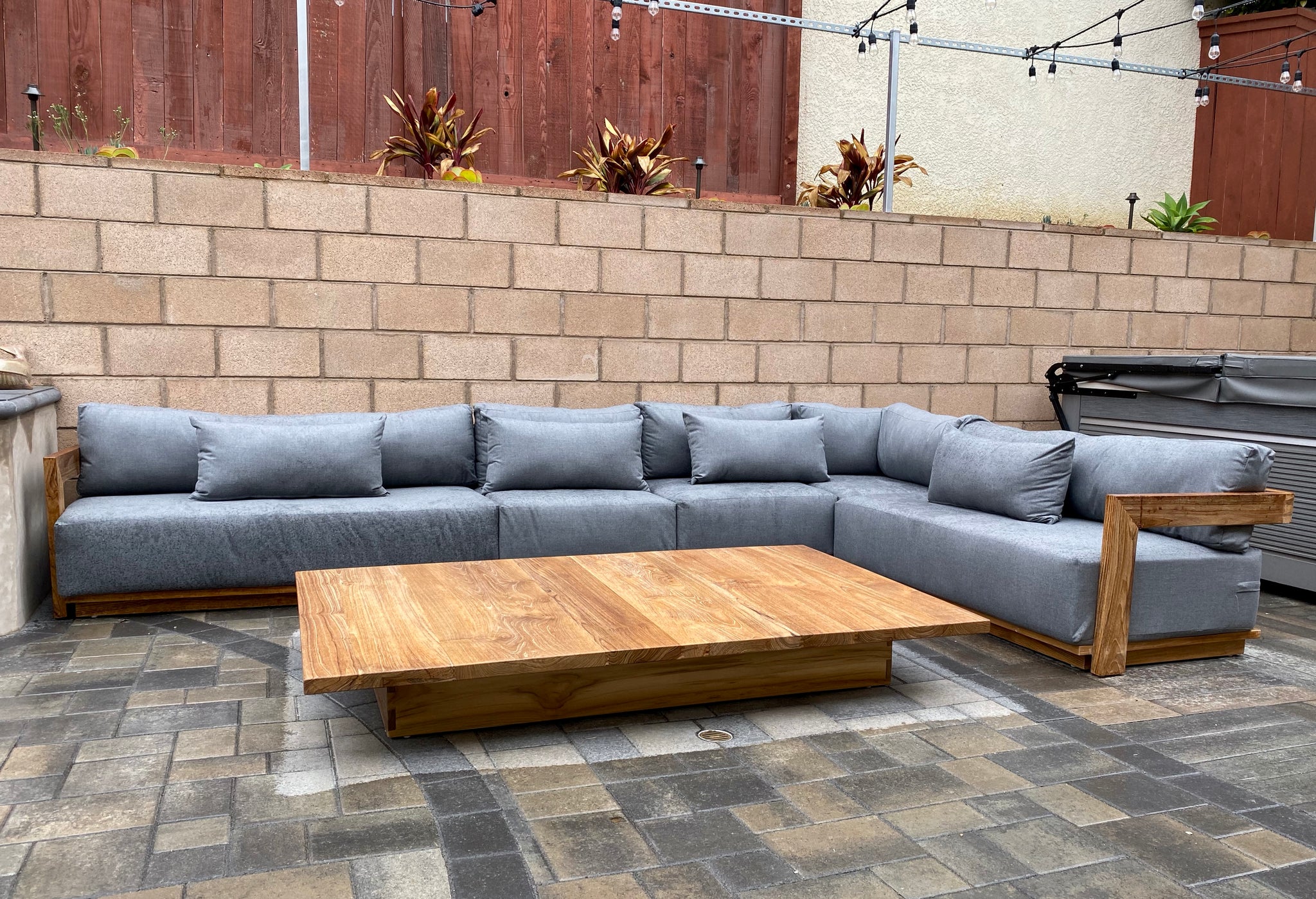 Teak Outdoor Lounge Set Outdoor Deep Seating Sunbrella Cushion Willow Creek Designs