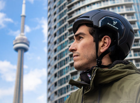 Segway-Ninebot black helmet for adults in Toronto, Ontario.