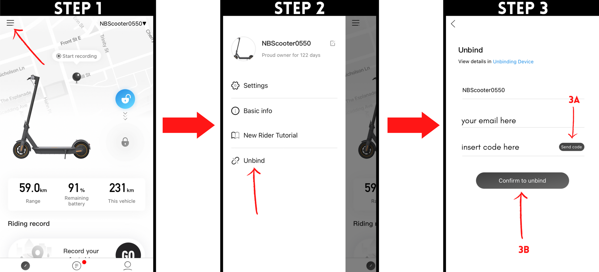 How to unbind a device from the segway ninebot app