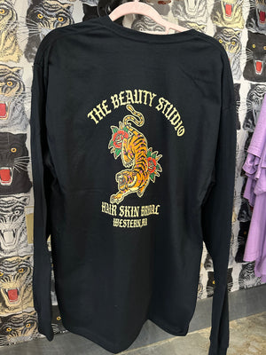 TBS Tiger Heart Black Long Sleeve Tee - The Beauty Studio Boutique