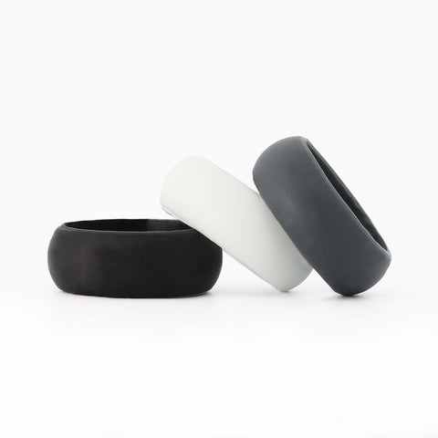black, white and grey silicone ring