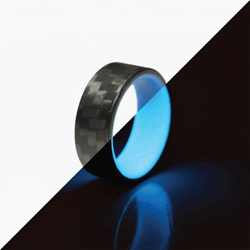 Glow in the dark ring, glow ring, Resin ring, epoxy ring, Blue glow ring.  rings for men, mens ring, unique ring.