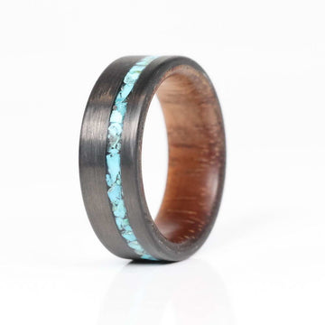 Koa Wood Wedding Ring Set with White Gold | Jewelry by Johan