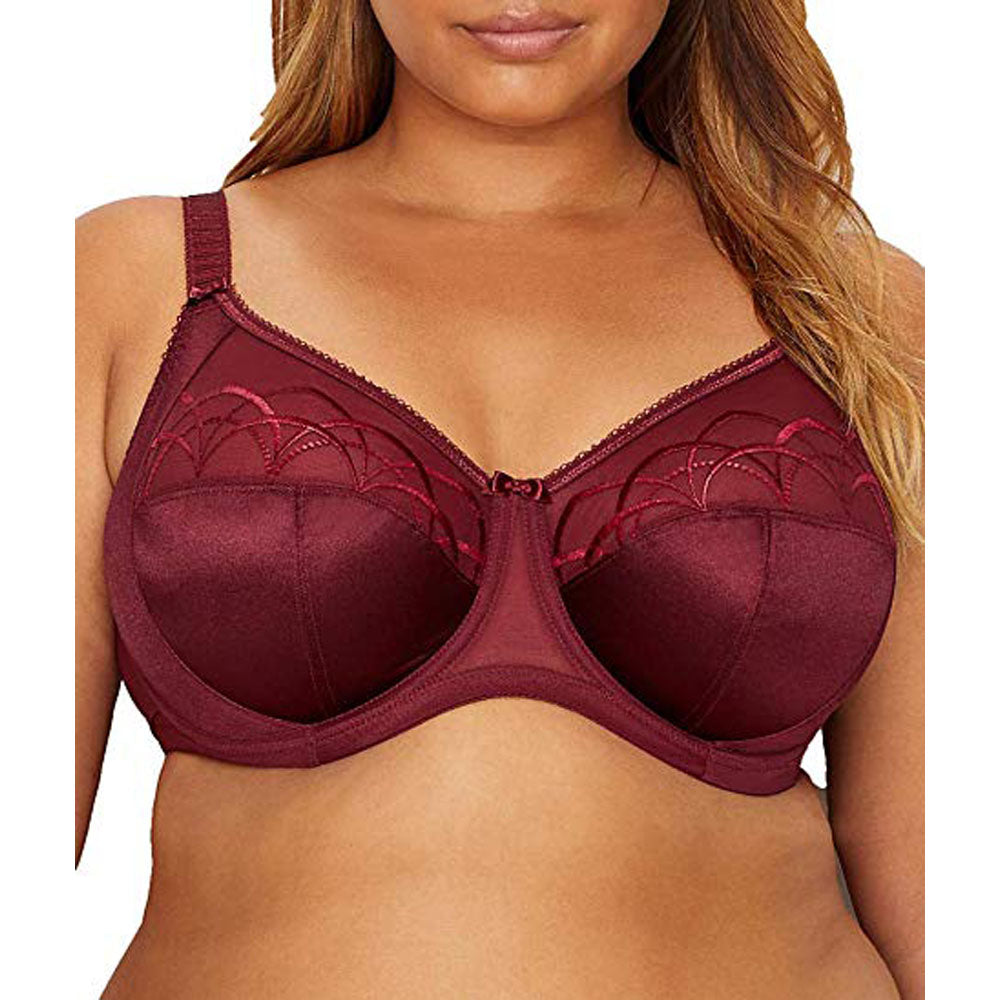 Elomi Lucie Banded Stretch Lace Plunge Underwire Bra (4490),40G,Rumble 